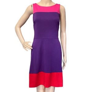 ELLE colorblock ponte knit sheath dress purple sleeveless 6